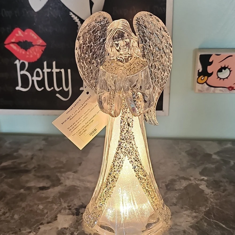 Elegant Crystal Angel Figurine Lights Up